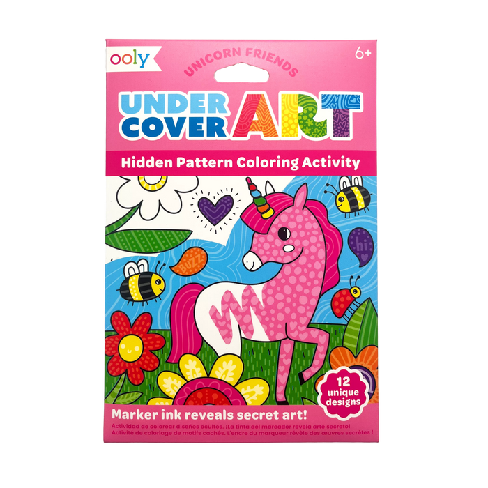 OOLY Undercover Art Hidden Pattern Coloring Activity Art Cards - Unicorn Friends packaging front