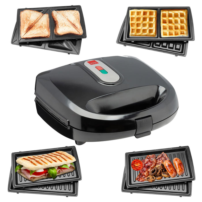 Multifunctional black appliance with various cooking options - Waffle, Deep Fill Sandwich, Grill & Panini Maker - Buy Now