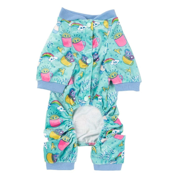 FuzzYard Dog Apparel Wakey Wakey Soft Plush Blue Dog Pajamas