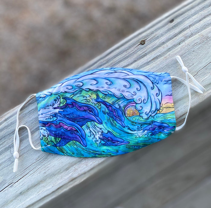 Wave Riding Dolphin Face Mask