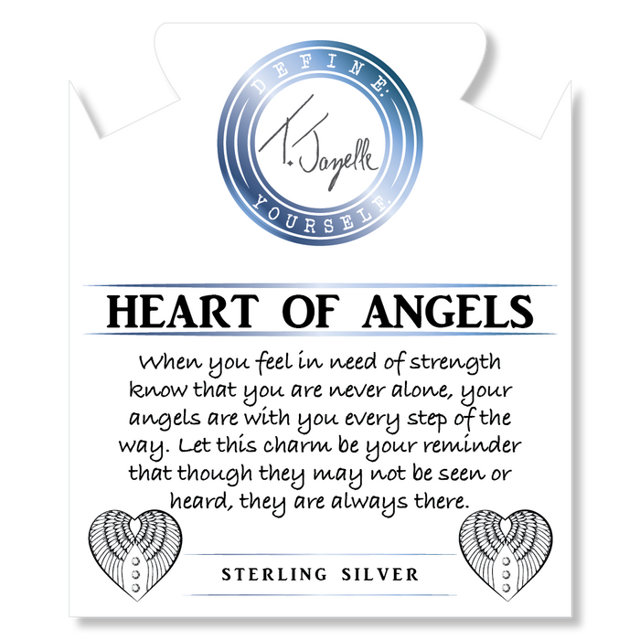 White Chalcedony Bracelet with Heart of Angels Sterling Silver Charm