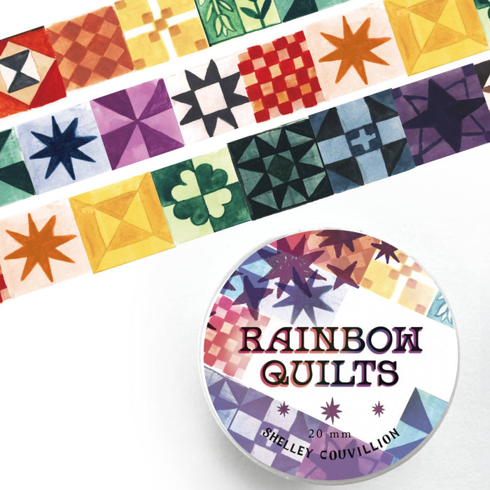 Wide Rainbow Washi Tape by Shelley Couvillion featuring colorful rainbow stripes on decorative paper tape for crafts and gift wrapping.