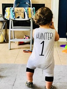 "Wild One" First Birthday Romper with Knee Patch, 12 month-VIP