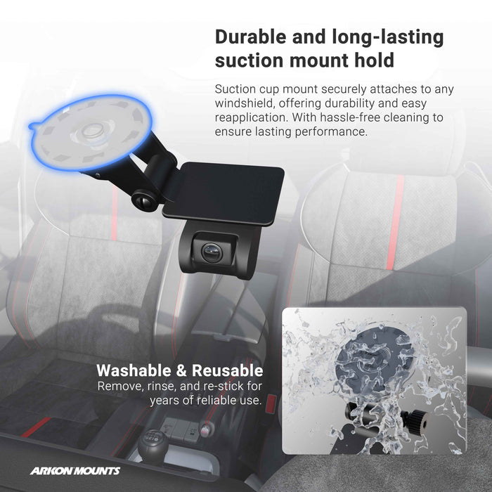 The Windshield Suction Mount for EZ Pass Toll Transponders, Bluetooth GPS Receivers, and Radar Detectors is shown on a car windshield, featuring a secure grip and washable suction cup for easy reuse like an EZ Pass mount.
