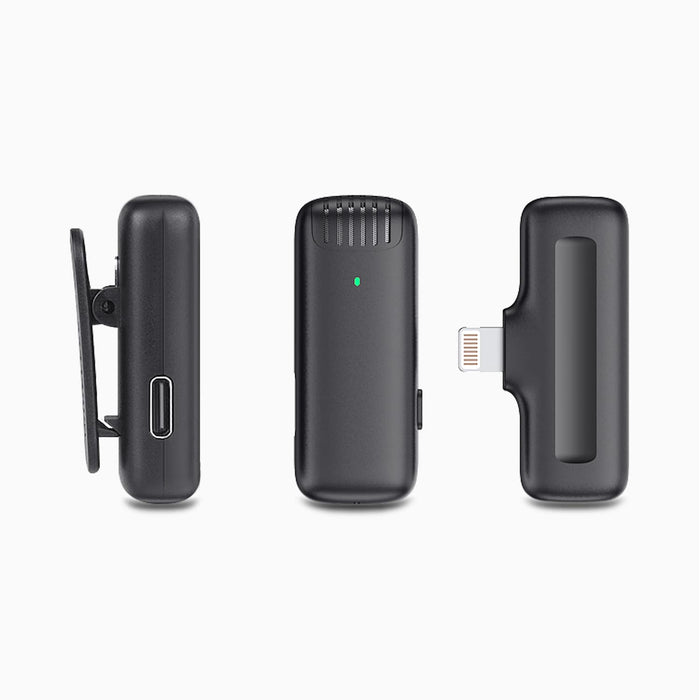 Aluratek Wireless USB-C Vlogging Lapel Microphone with Charging Case Transmitter sides
