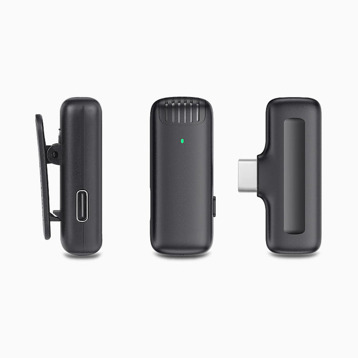 Aluratek Wireless USB-C Vlogging Lapel Microphone with Charging Case Transmitter Sides