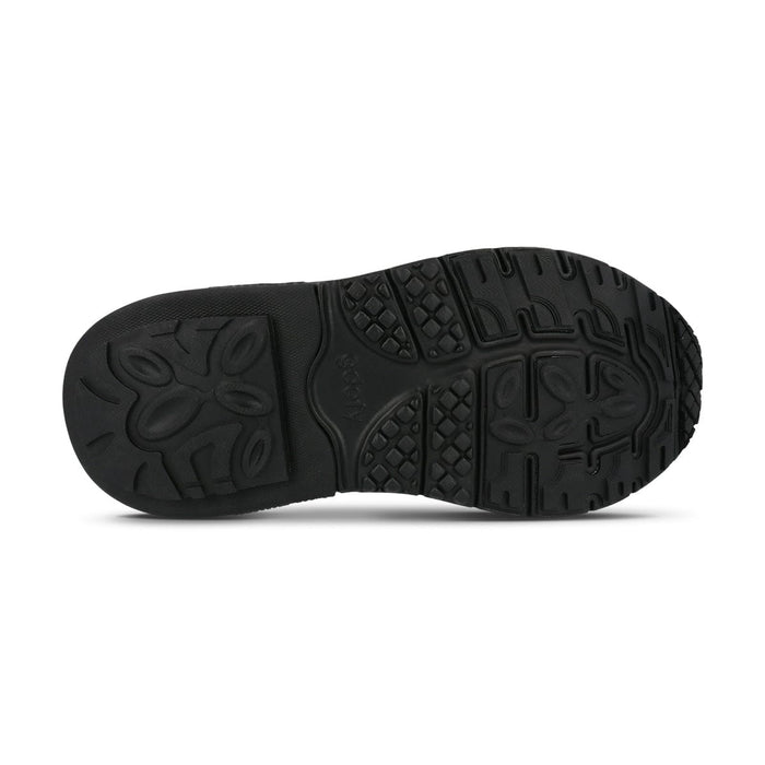 Black rubber shoe sole with varied traction patterns and an "odery" brand logo in the arch.