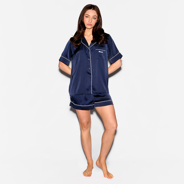 Women's Nightcap Set, womens pajama set, front view - Slouch Potato Sunday Collection
