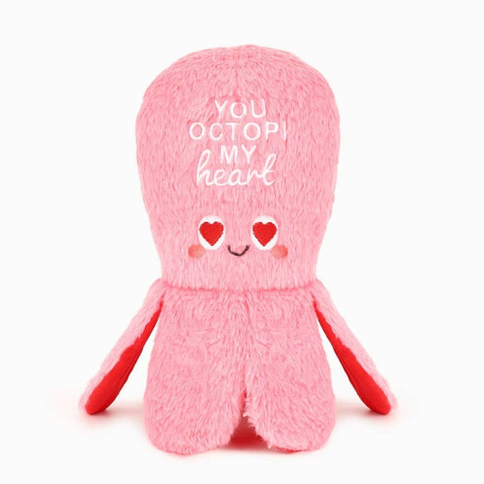 Hugsmart Products Inc dog toys Woof Love You Octopi My Heart Plush Squeak Dog Toy