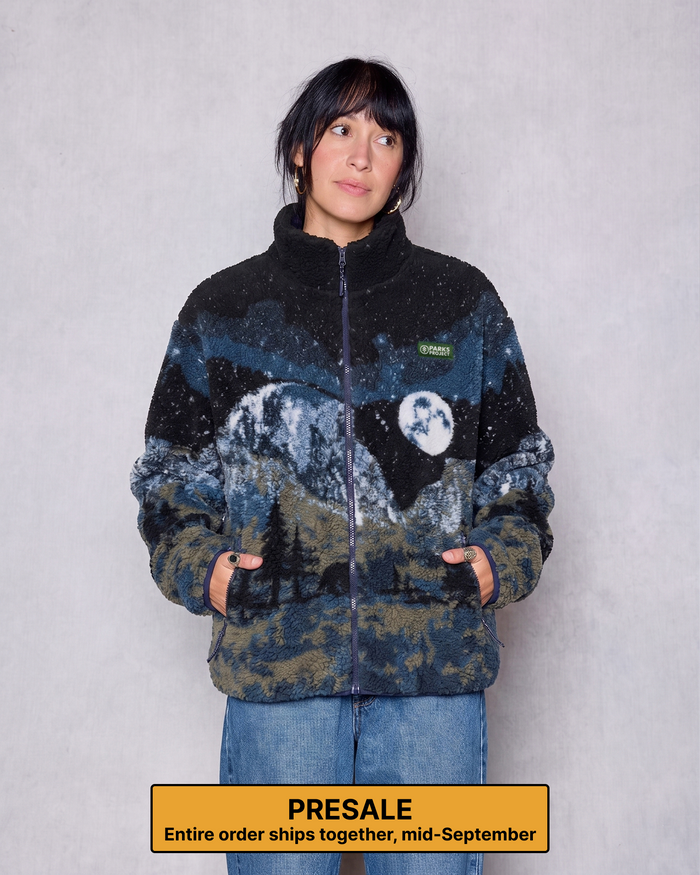 PRESALE Shop Yosemite Night Views Full Zip High Pile Fleece Inspired by Yosemite NP | black