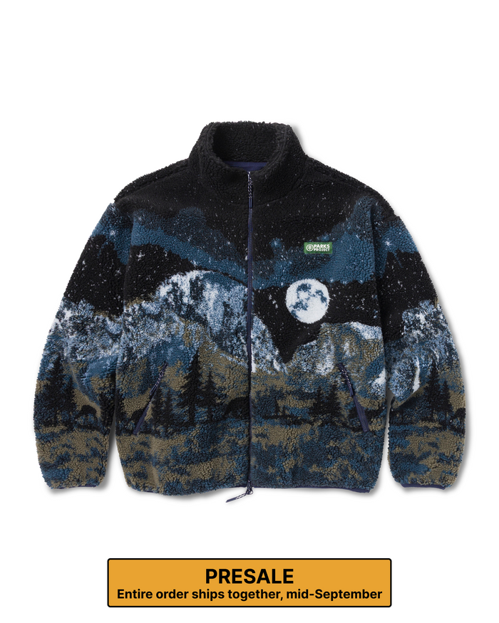PRESALE Shop Yosemite Night Views Full Zip High Pile Fleece Inspired by Yosemite NP | black