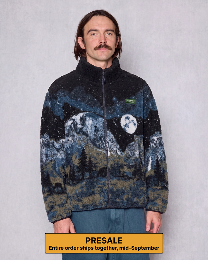 PRESALE Shop Yosemite Night Views Full Zip High Pile Fleece Inspired by Yosemite NP | black