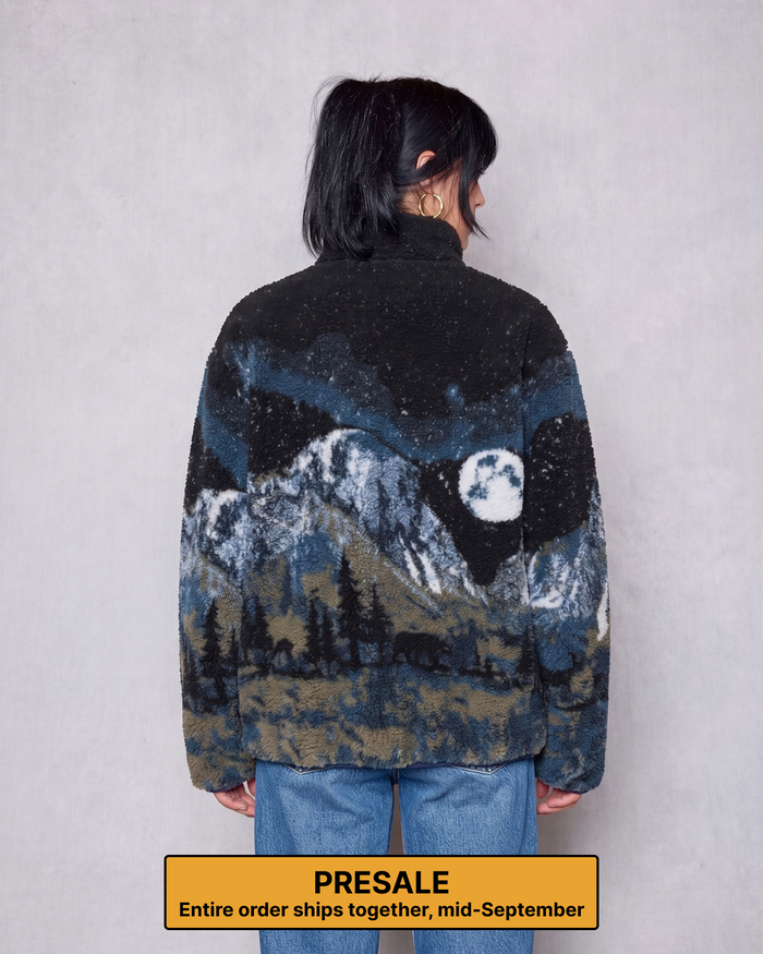 PRESALE Shop Yosemite Night Views Full Zip High Pile Fleece Inspired by Yosemite NP | black